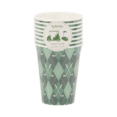 Golf Plaid Paper Cups 8pk. - Pretty Day