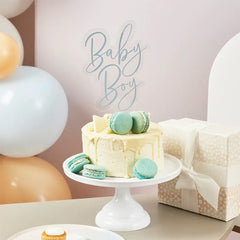 Hootyballoo by Club Green - Blue 'Baby Boy' Acrylic Cake Topper - Pretty Day