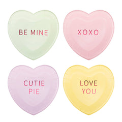 Conversation Hearts Valentines Dessert Plate Set 8pk. - Pretty Day