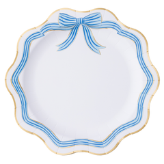 Elegant Blue & Gold Bow Plates Large 8pk.