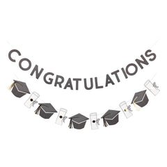 Graduation Icon and Congratulations Banner Set - Pretty Day