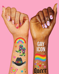 xo, Fetti - Gay Icon Tats - 52 temporary tattoos, Pride party decorations - Pretty Day