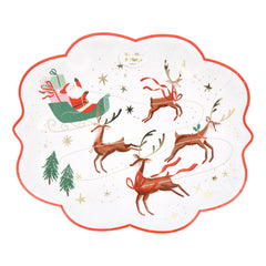 Santa Sleigh and Reindeer Plates 8pk. - Pretty Day