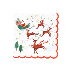 Santa Sleigh And Reindeer Napkins Large 16pk. - Pretty Day