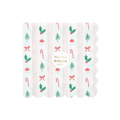 Christmas Festive Icon Stripes Napkin Large 16pk. - Pretty Day