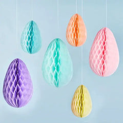 Pastel Easter Egg Honeycomb Decorations 6pk. - Pretty Day
