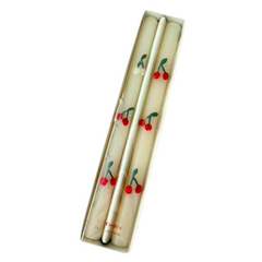 Hand Painted Cherry Table Candles 2pk.- DAMAGED - Pretty Day