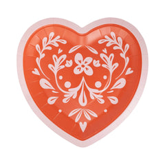 Valentine's Folk Heart Shaped Plate 8pk. - Pretty Day
