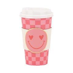 Checker Smiley Face Valentines To Go Cups 8pk. - Pretty Day