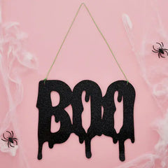 Halloween Boo' Black Glitter Acrylic Sign - Pretty Day