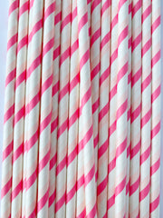 Bright and Light Pink Striped Eco Friendly Paper Straws-25pk - Pretty Day