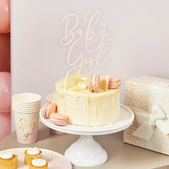 Hootyballoo by Club Green - Pink 'Baby Girl' Acrylic Cake Topper - Pretty Day