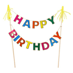 Rainbow Happy Birthday Cake Topper Decoration - Pretty Day