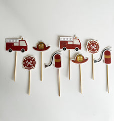 Fire Truck Cupcake Toppers 8pk. - Pretty Day