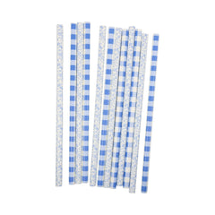 Blue Plaid Floral Reusable Straws 12pk. - Pretty Day