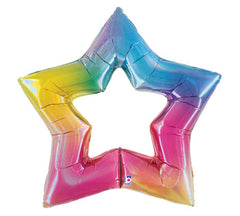 Rainbow Holographic Linking Star Balloon 48" 1pc. - Pretty Day