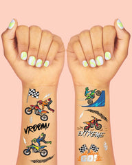Motocross Tats - 48 foil temporary tattoos - Pretty Day