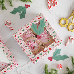 My Mind’s Eye - PLFC498 - Pink Candy Cane and Holly Cookie Boxes - Pretty Day