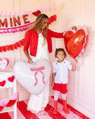 Valentine's Bow Heart Mylar Balloon 22"