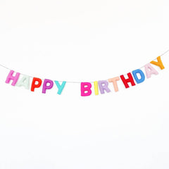 Colorful Happy Birthday Felt Banner - Pretty Day