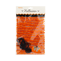 Orange Polka Dot Cello Treat Bags with Pumpkin Tags 12pk.