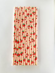 Strawberry Print Pink Paper Straws- 25pk - Pretty Day