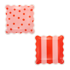 Beary Loved Stripe and Polka Plate Set 8pk.