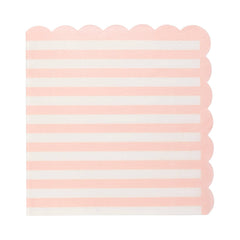 Pink Striped Scalloped Cocktail Napkins 24pk. - Pretty Day