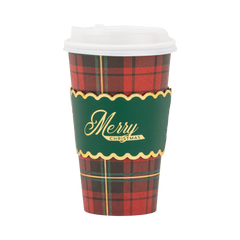 Merry Christmas Plaid To Go Cup 8pk.