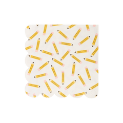 Pencil Pattern Scallop Cocktail Napkin - 24pk - Pretty Day