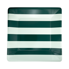Green and Mint Striped 11" Plates - 8pk - Pretty Day