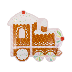 Gingerbread Train Shaped Plate 8pk. - Pretty Day