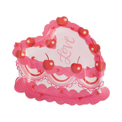 Cherry Love Heart Cake Shaped Plate 8pk. - Pretty Day