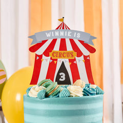 Circus Tent Customizable Card Cake Topper - Pretty Day