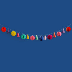 Bright Coloured Honeycomb & Tassel Garland 2m - Pretty Day