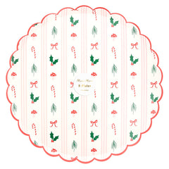 Christmas Festive Icon Stripes Plates Large 8pk. - Pretty Day