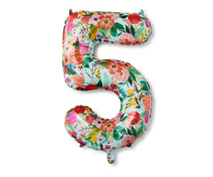 Garden Party Floral Numbered Jumbo Foil Balloon 5