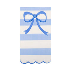 Blue Stripe Bow Scallop Guest Napkin 24pk. - Pretty Day