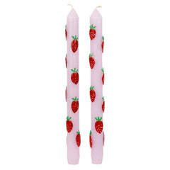 Strawberry Colored Dinner Candles 2pk. - Pretty Day