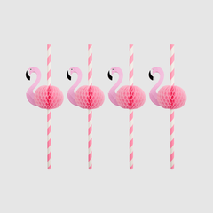 Flamingo Honeycomb Straws 10pk. - Pretty Day