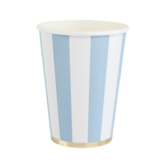 Sky Blue Cabana Stripe Cups 8pk. - Pretty Day