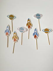 Rocketship Cupcake Toppers 8pk. - Pretty Day