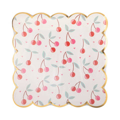 Cherries Scalloped Plate 8pk. - Pretty Day