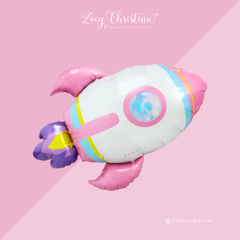 Pink Rocket Ship Foil Balloon 29"