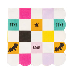 Halloween Checkerboard Cocktail Napkin - 24pk - Pretty Day