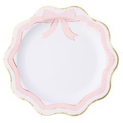 Elegant Pink & Gold Bow Plates Large 8pk.