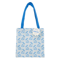 Blue Bunny Toile Tote Bag