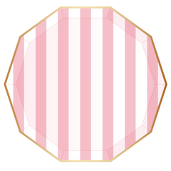 Bonjour Fête - PETAL PINK SIGNATURE CABANA STRIPE PLATES - Pretty Day