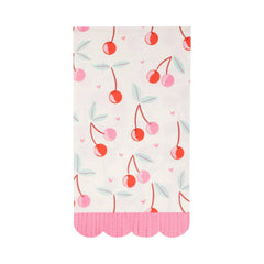 Cherries Fringe Scallop Guest Napkin 24pk. - Pretty Day