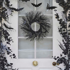 Black Twig Halloween Wreath with Bats - Pretty Day